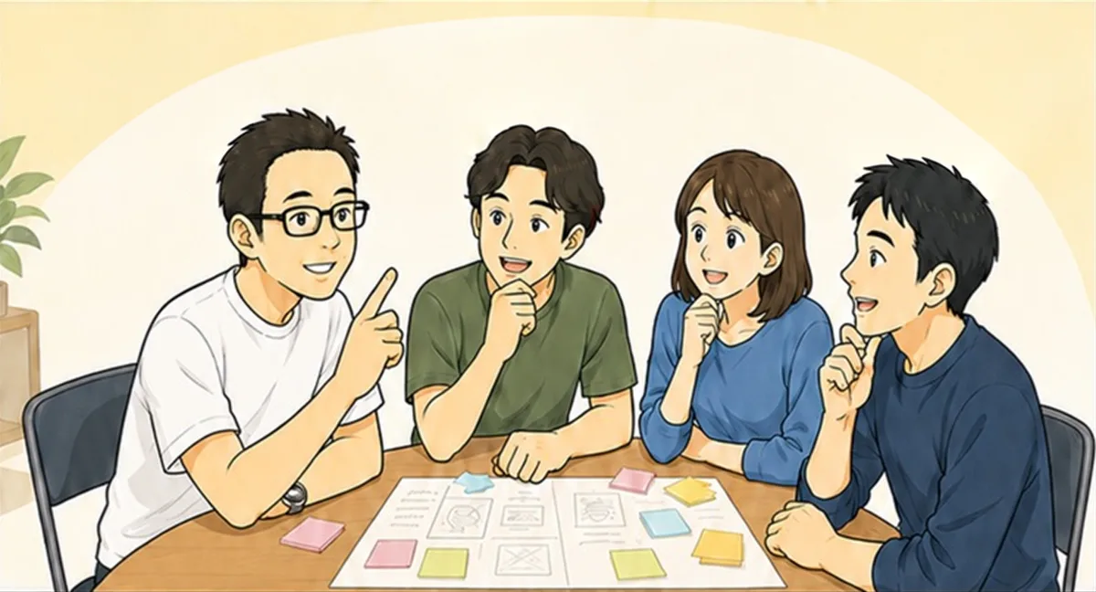 「テニスのブースは?」「キャンプ用品を売る?」「でも、フェスでテントを買って帰るかな?」