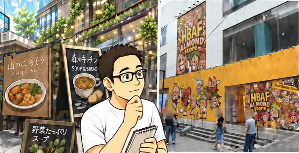 2025年は、いろいろなお店の看板を見て、いいと思った見せ方を参考にした。(このキャラの見せ方、ええな。)写真の説明「韓国で見かけた看板」